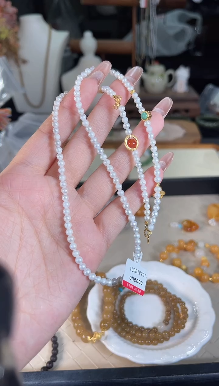 淡水珍珠银S925镶嵌项链多样性发货其一