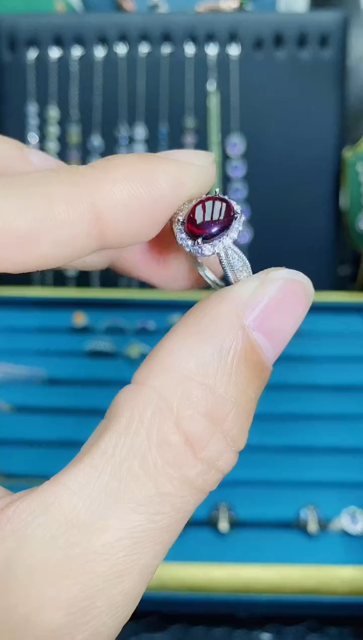 【闪购商品】石榴石（紫牙乌）戒指银S925镶嵌1121