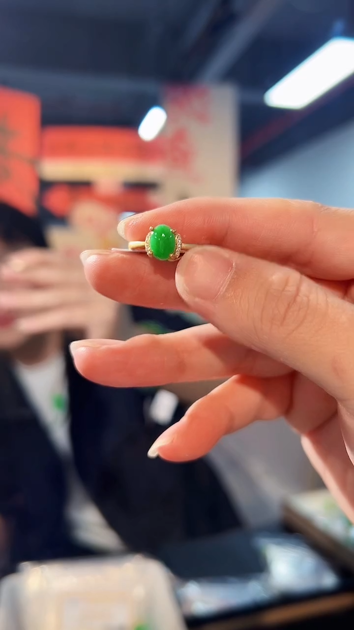 【闪购商品】翡翠戒指银S925镶嵌缅料A货/支持复检/一件