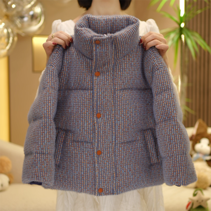 【米小洛】2025冬款儿童韩版时尚洋气宝宝加厚款高领棉服外套保暖灰