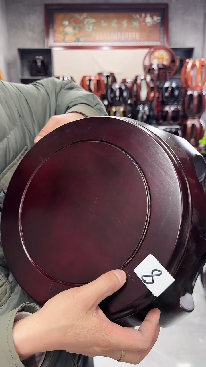 【闪购商品】花梨木类凳子微瑕酸枝色小号鼓凳 8号