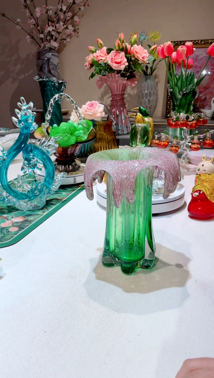 【闪购商品】琉璃手工艺品    小号喷泉花瓶微瑕