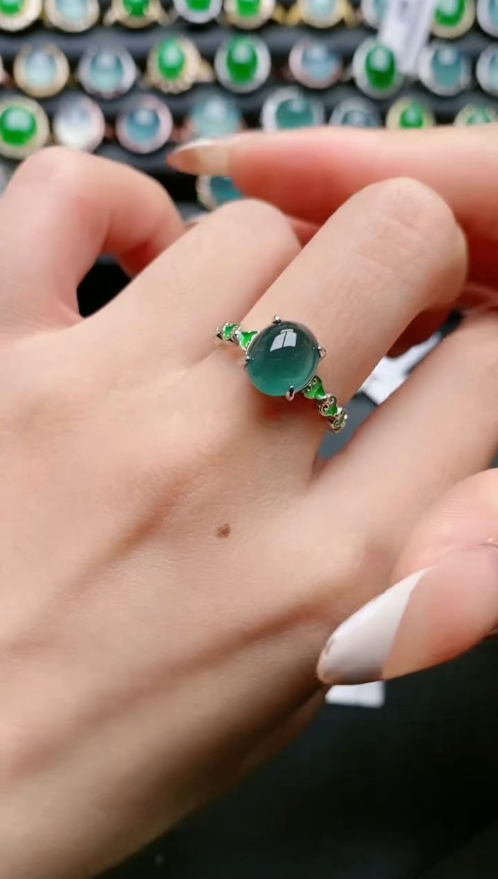 【闪购商品】翡翠戒指银S925镶嵌111111