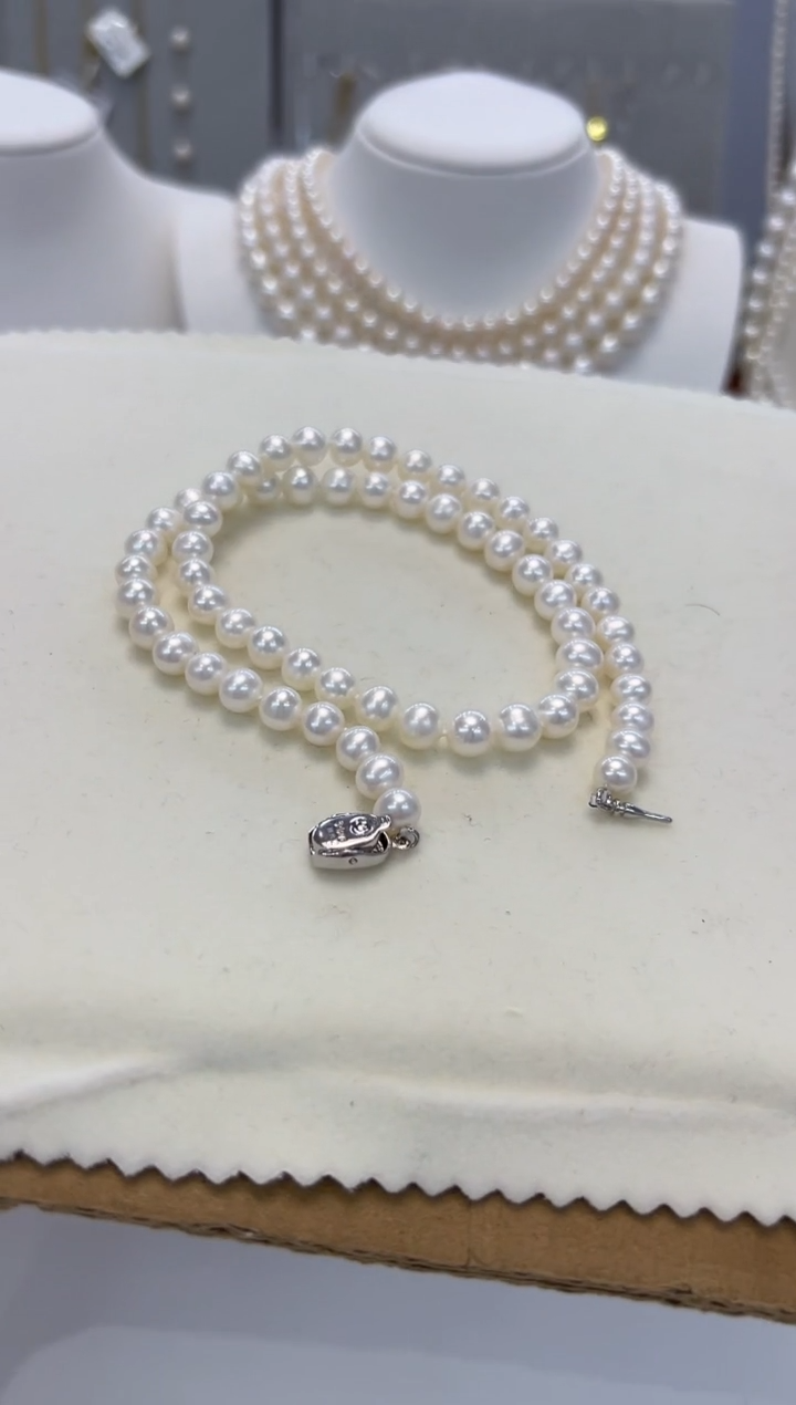 【闪购商品】淡水珍珠颈饰银S925镶嵌7-8MM