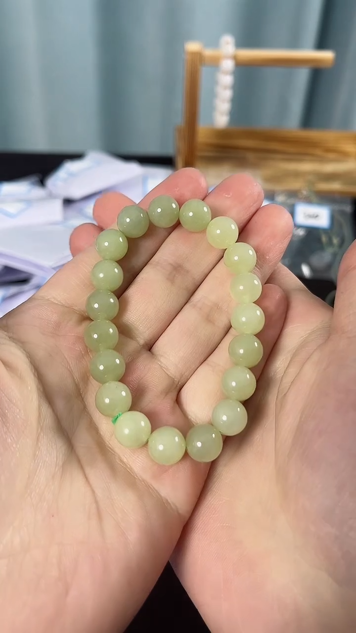 【闪购商品】和田玉手串未镶嵌晴水绿手串10mm