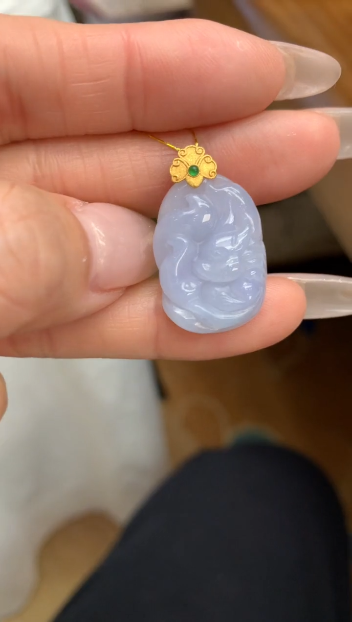 【闪购商品】翡翠颈饰18K金镶嵌九尾狐