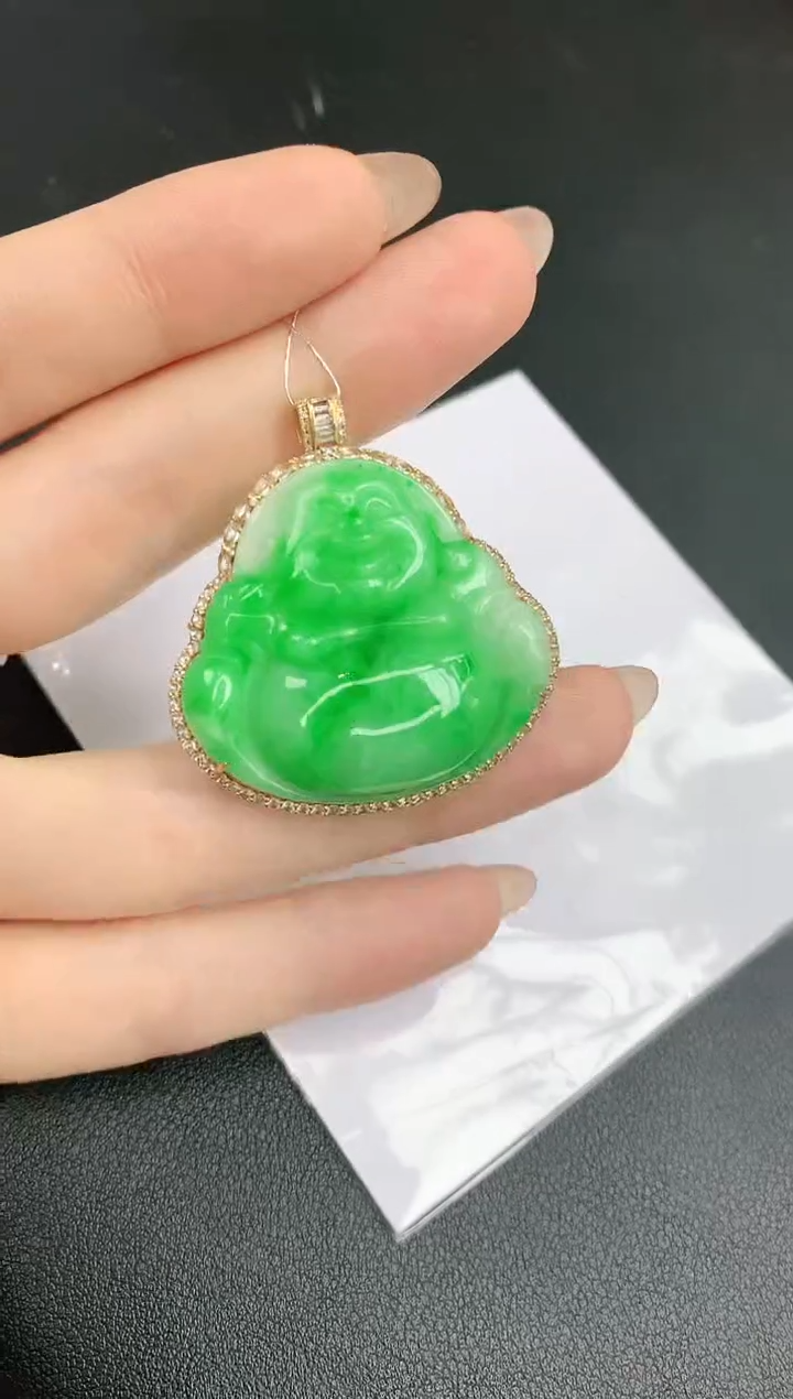 【闪购商品】翡翠颈饰18K金镶嵌赠礼盒证书 珍珍