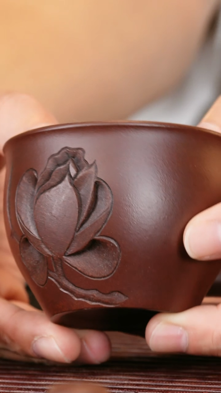 茶壶紫砂紫泥浮雕刻绘精品主人杯