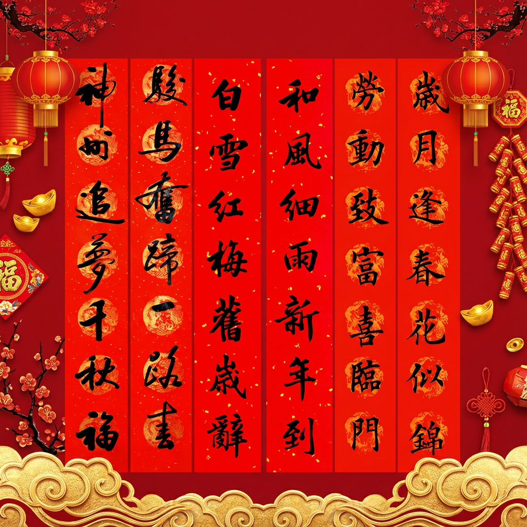 对联春联新年手写现场书写贺春贺喜春节喜庆迎春新春节假日过新年