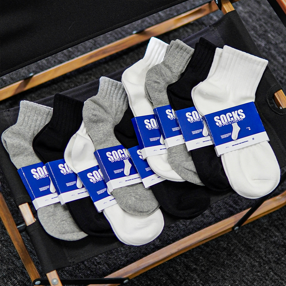 竹鱼【小蓝卡】男生纯色袜子夏天薄款透气中筒袜吸汗棉袜通勤日系