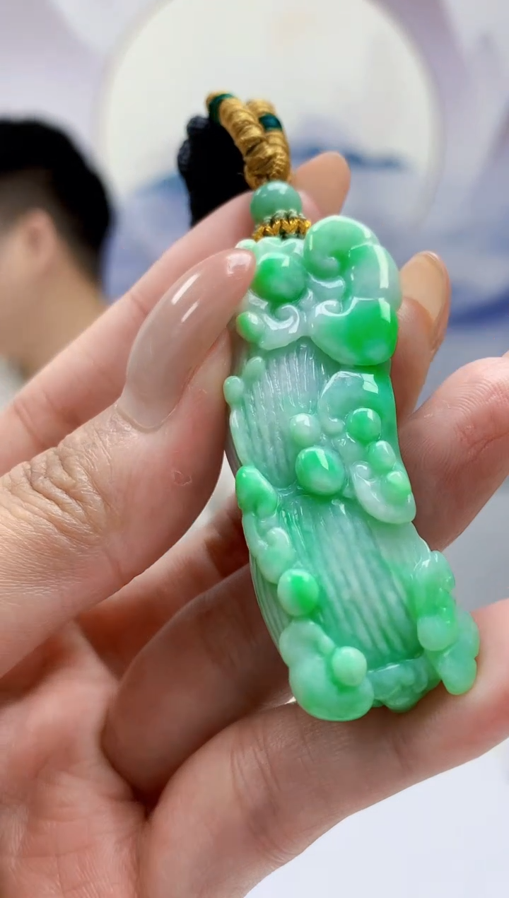 定制翡翠未镶嵌5028MM-毛货挂件75