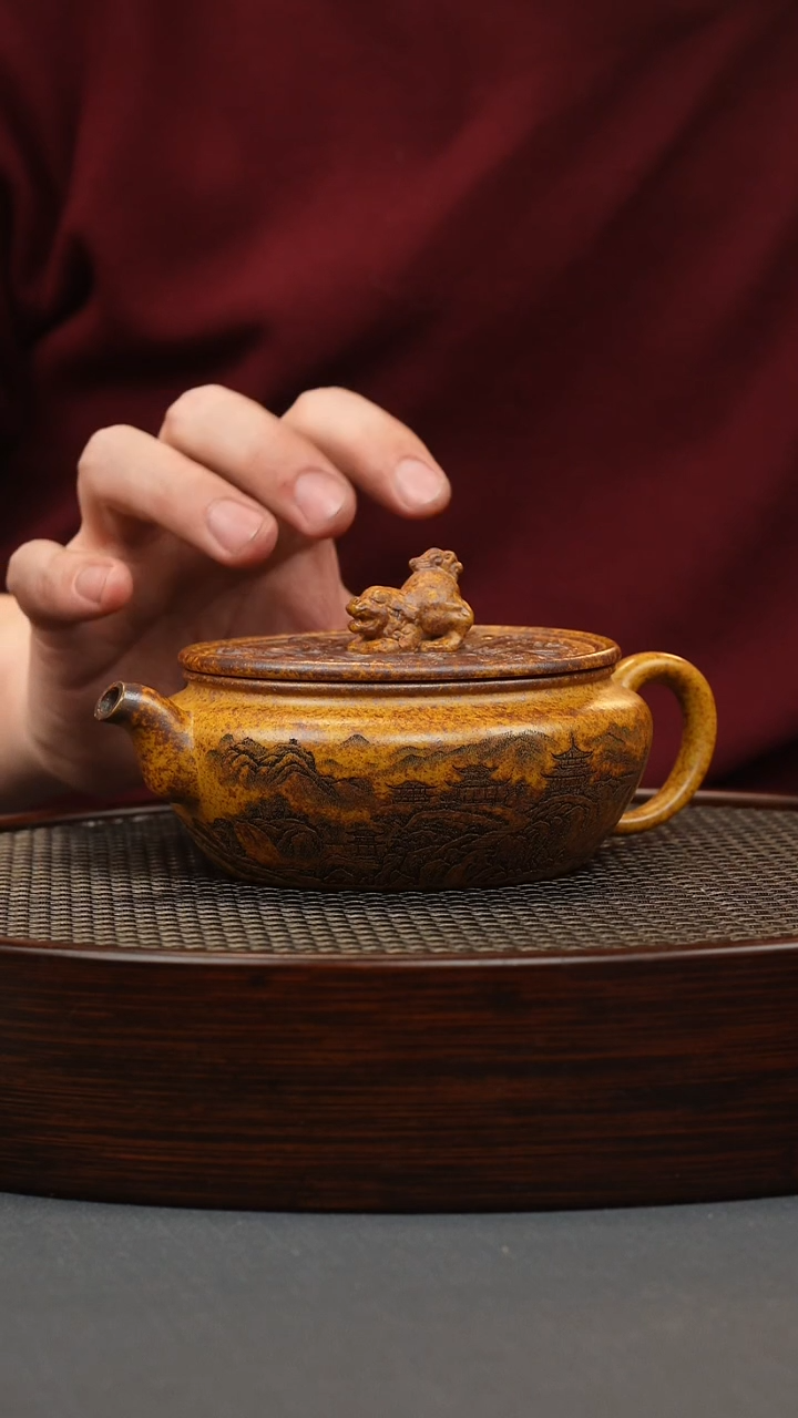 【闪购商品】紫砂茶壶龙骨金砂兽钮壶