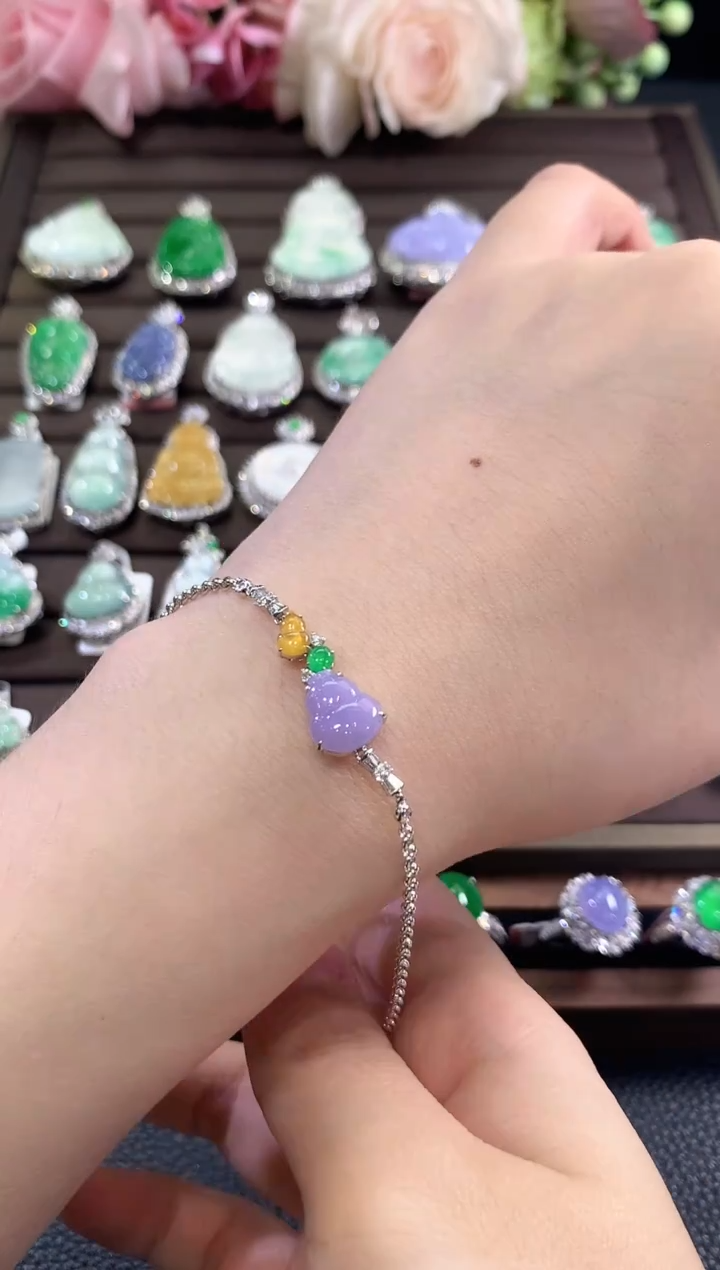 18K金镶嵌手链翡翠d35