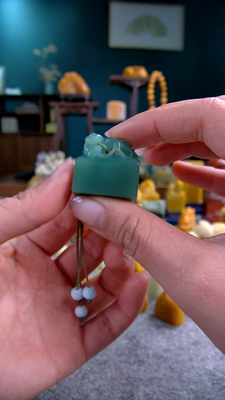 【闪购商品】四川石雅安绿灵芝印章2.5*1.1*2.6