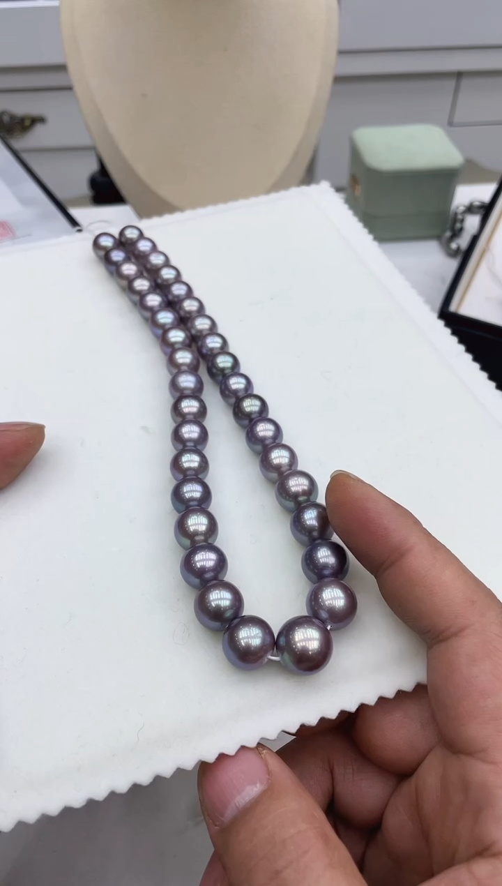 【闪购商品】淡水珍珠颈饰银S925镶嵌11-13紫珠项链