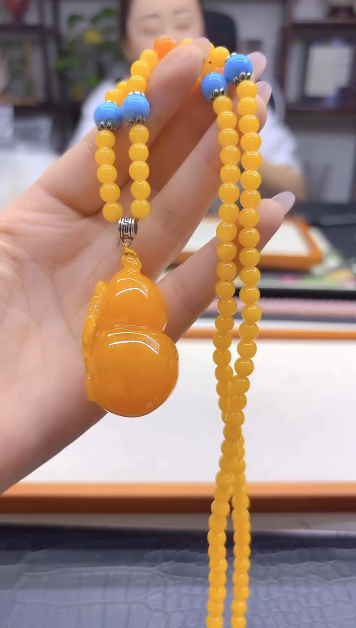 蜜蜡毛衣链未镶嵌DIY款M836