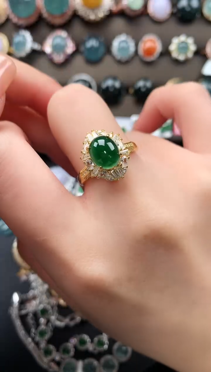 【闪购商品】翡翠戒指银S925镶嵌521412