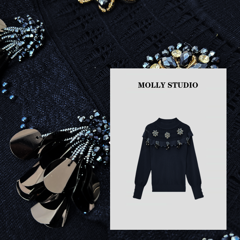 【曼月之城】Molly针织圆领气质上衣2025显瘦保暖女打底衫M2025525