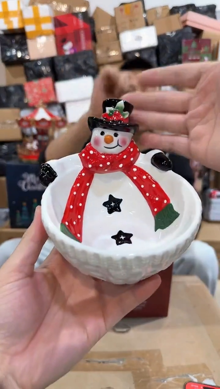 瓷片原盒雪人碗 