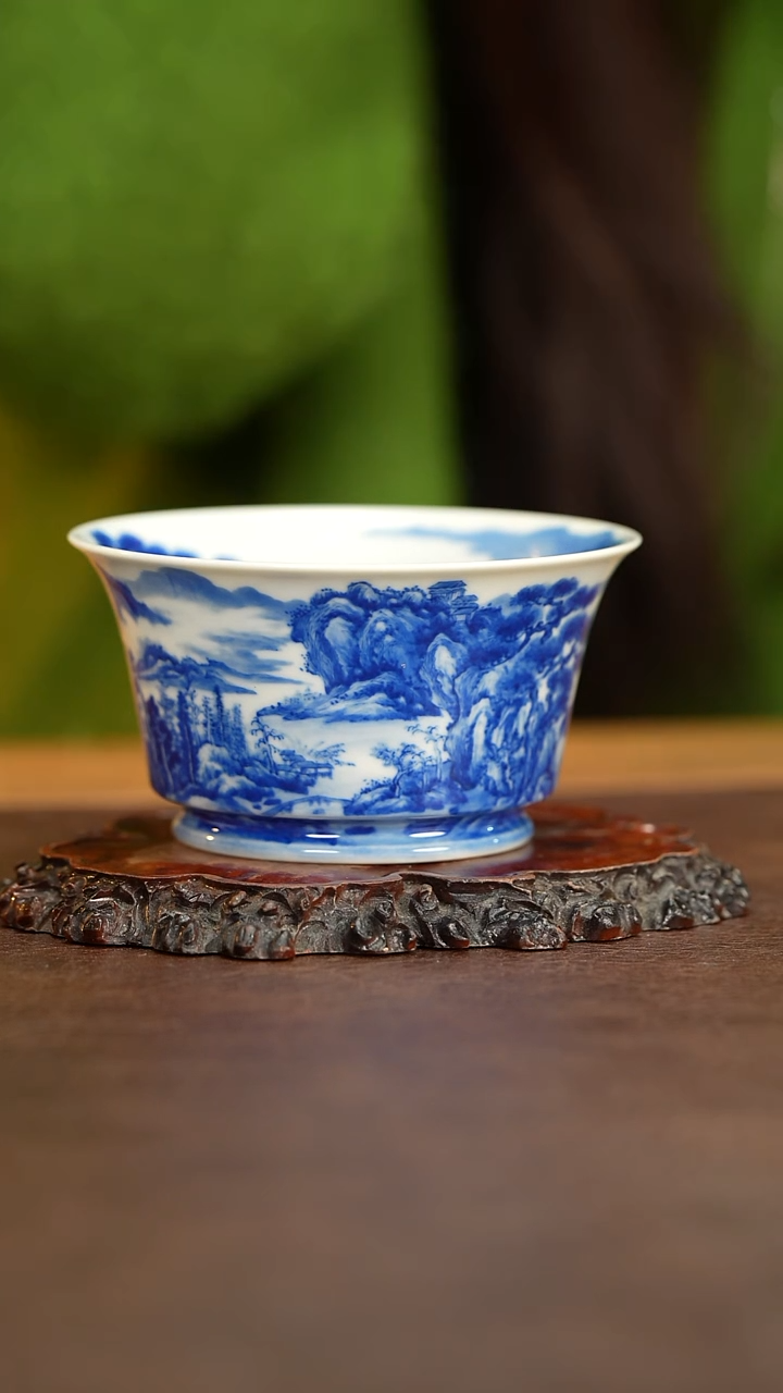 【闪购商品】恒垣山房青花江山无境撇口容天杯