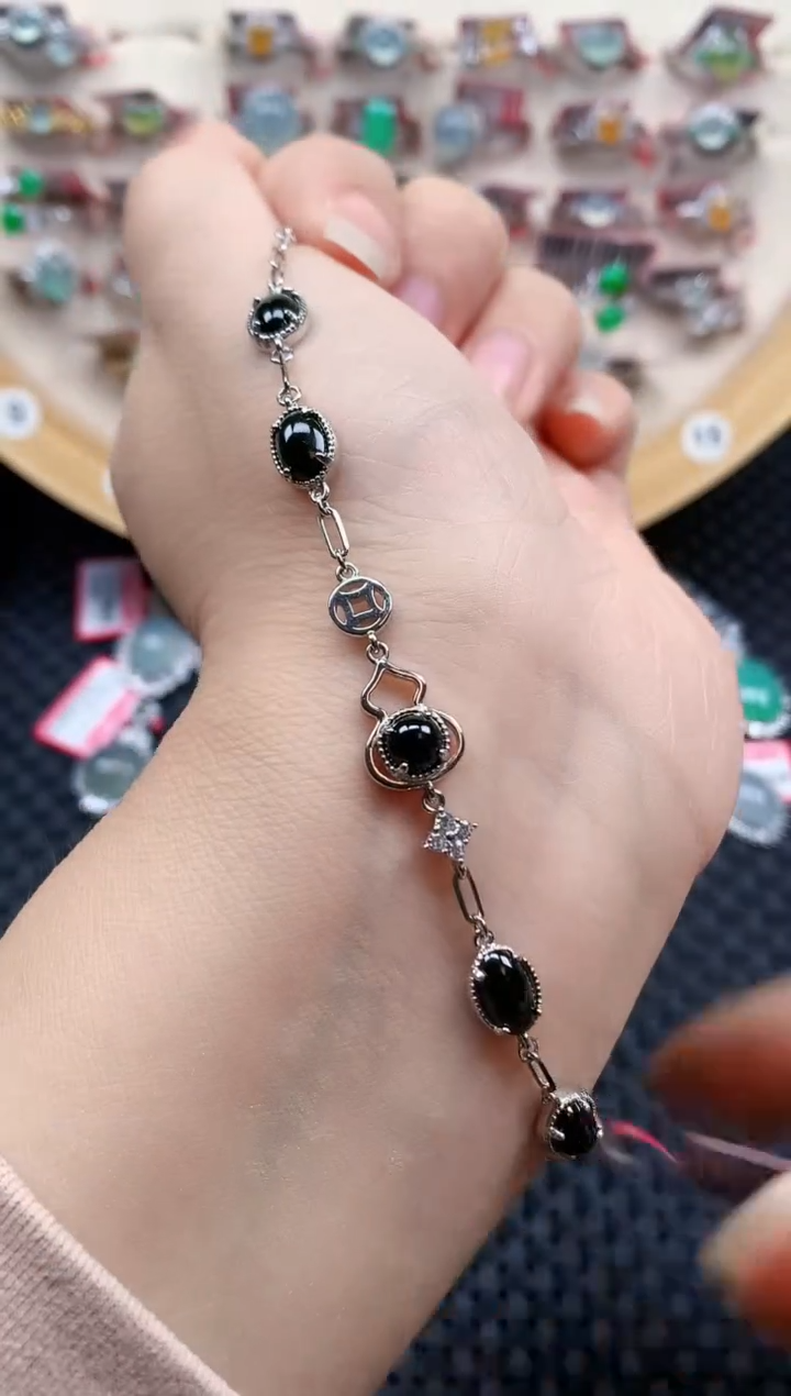 银S925镶嵌戒指翡翠天然A货缅甸翡翠