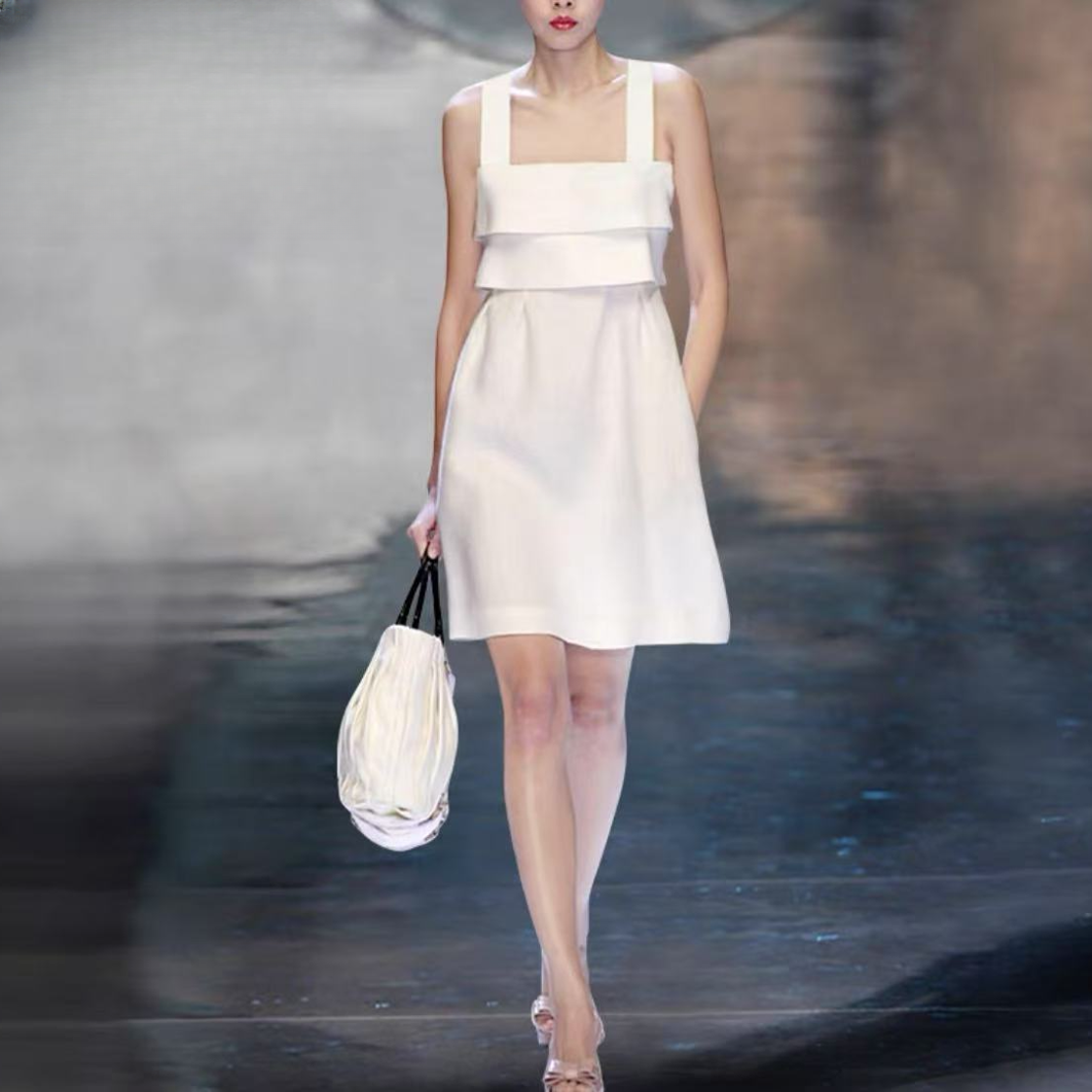 平凡高定！法式吊带连衣裙女夏季高级感设计修身抹胸裙S0240