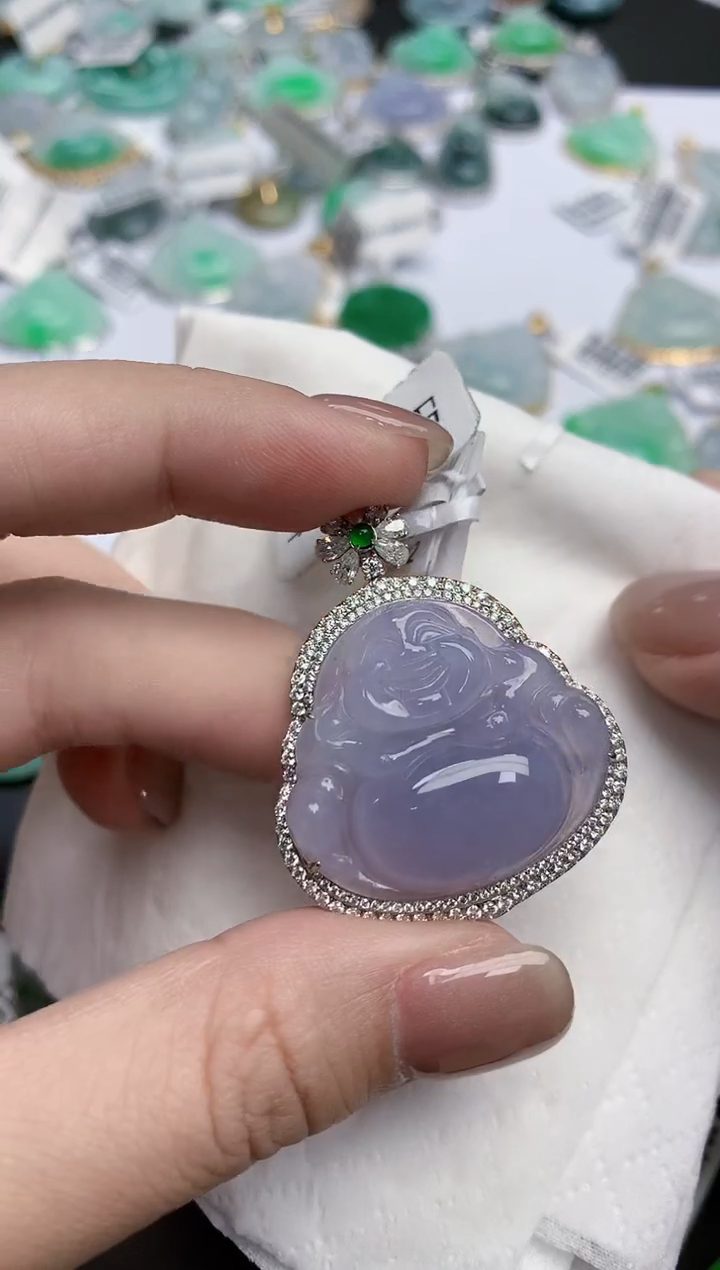 【闪购商品】翡翠颈饰18K金镶嵌天然缅甸翡翠A货