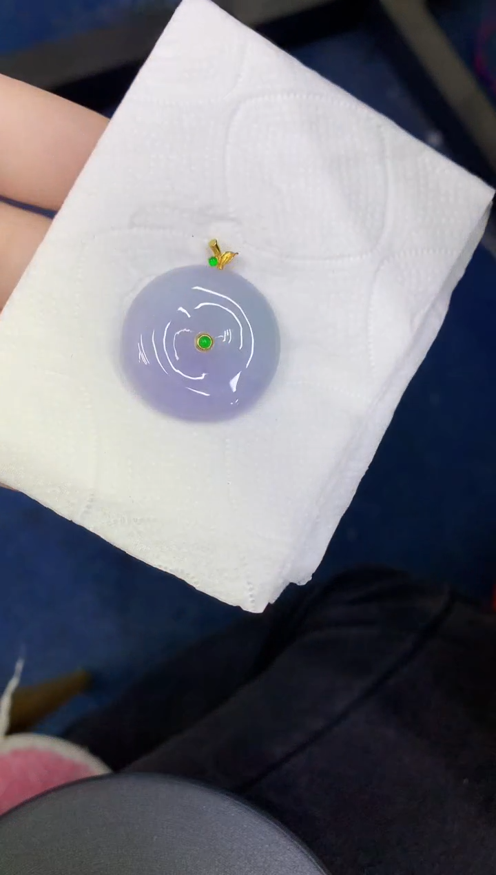 颈饰18K金镶嵌翡翠缅甸天然翡翠a货