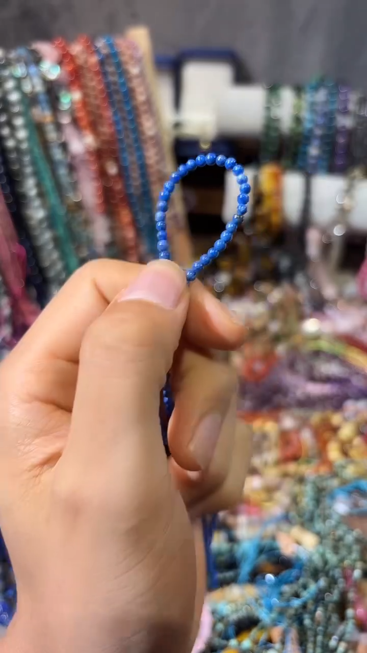 合金石英质玉珠宝奇石青 金 石3mm一条