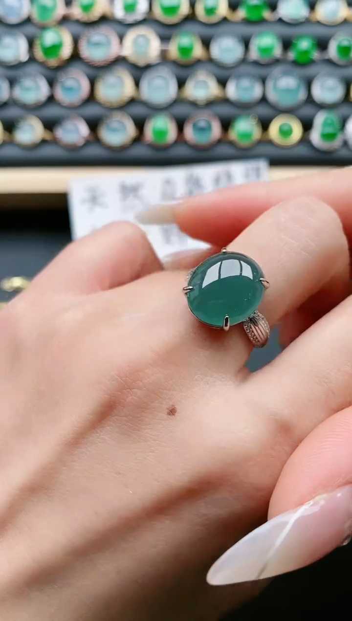 【闪购商品】翡翠戒指银S925镶嵌111111111