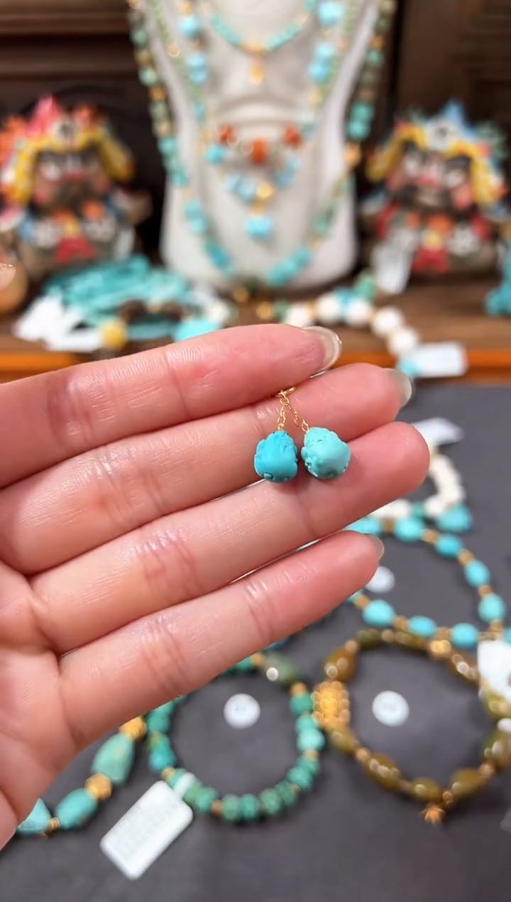 【闪购商品】绿松石提溜18K金镶嵌绿松石提溜