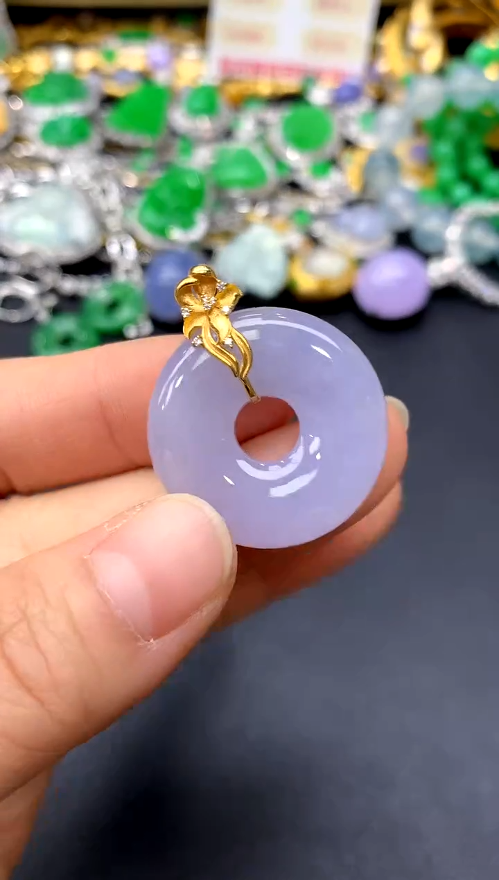 颈饰18K金镶嵌翡翠458-中国好珍宝