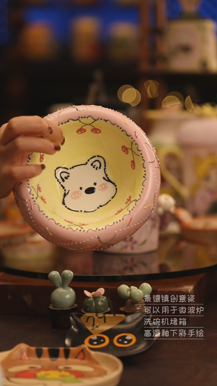 陶瓷景德镇可爱陶瓷釉下彩绘设计师款