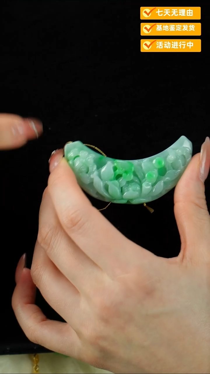 翡翠未镶嵌颈饰弯弯