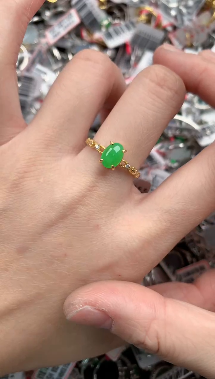 银S925镶嵌戒指翡翠11          3