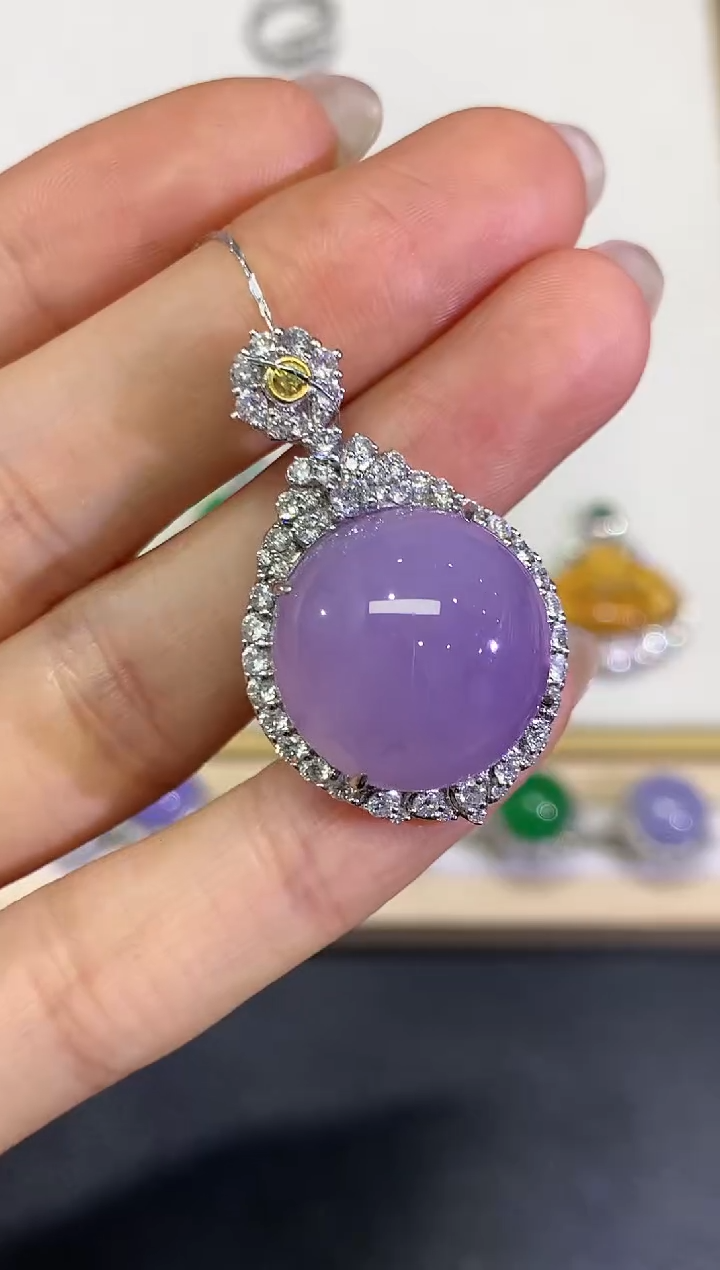 【闪购商品】翡翠颈饰18K金镶嵌团购52