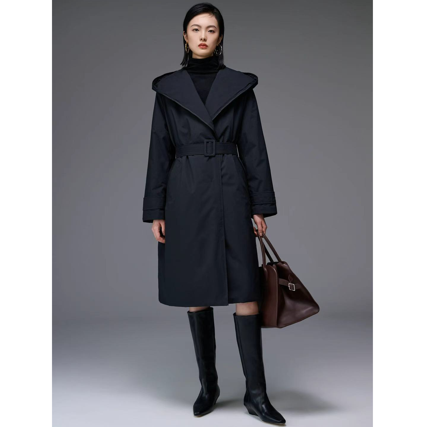 2025秋冬长款连帽鹅绒服