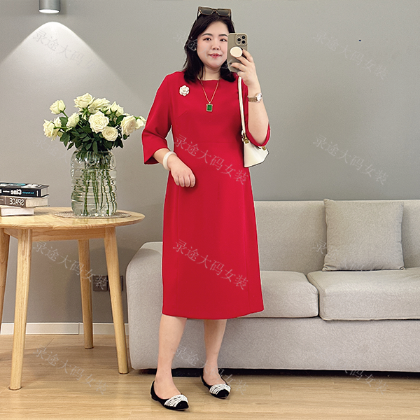 【月白兰连衣裙】200斤胖mm敬酒服显瘦遮肚子连衣裙大码女装22558