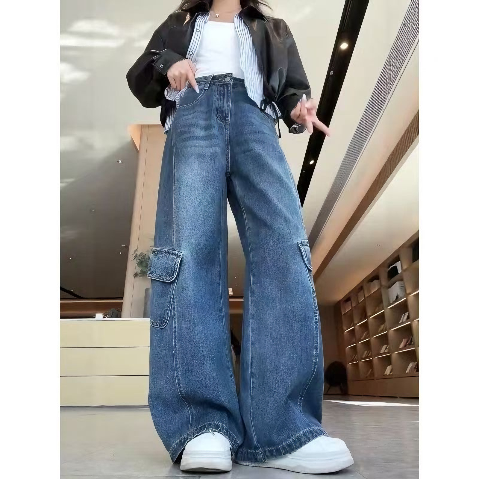 【原版 现货】直筒裤长裤美式老爹裤直筒阔腿裤工装裤牛仔裤高腰