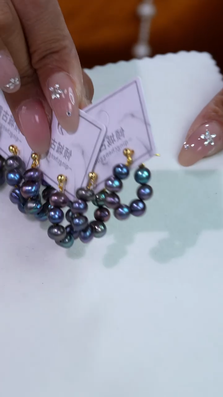 银S925镶嵌淡水珍珠耳饰47多样性发货 发其一