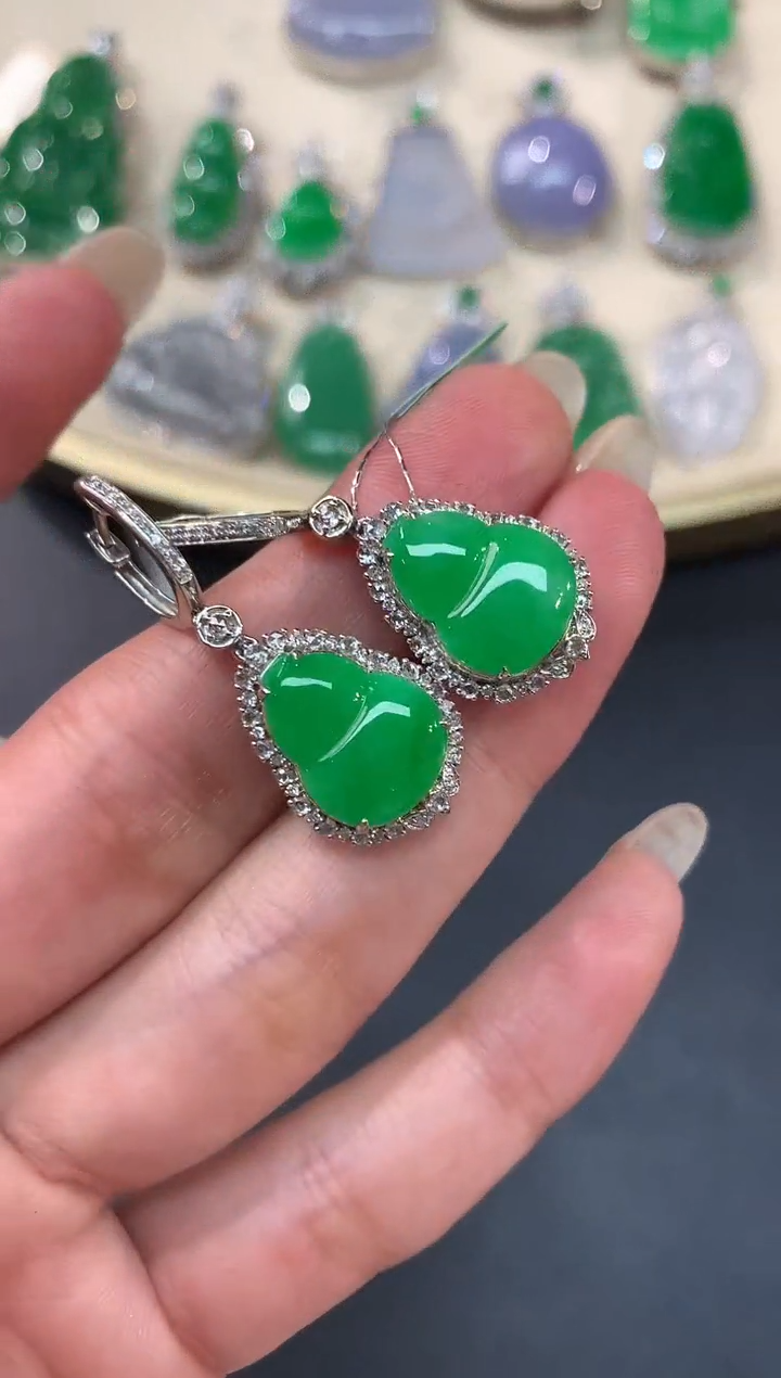 【闪购商品】翡翠耳饰18K金镶嵌耳饰A161|29800