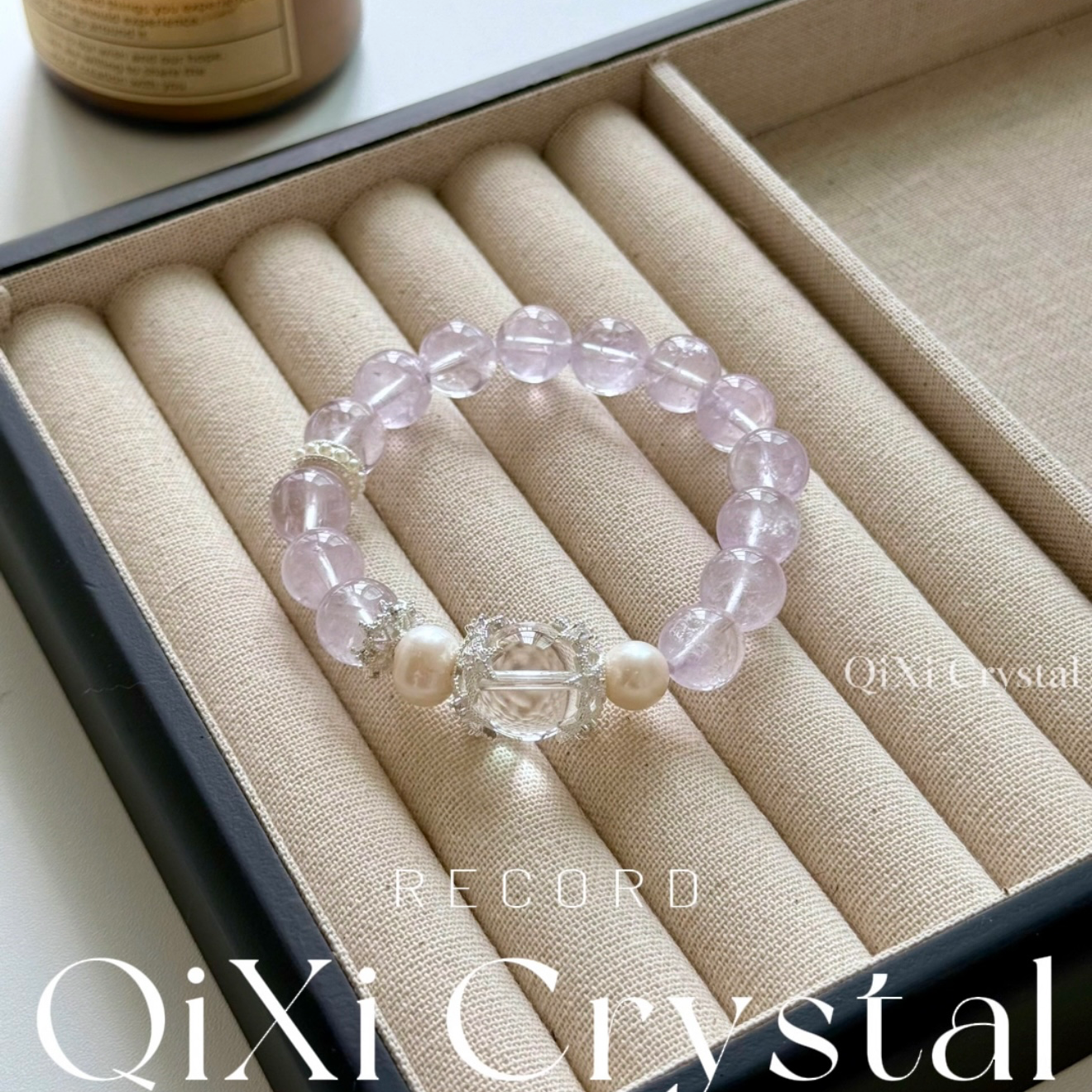 【薰衣草碎冰冰】薰衣草紫水晶白水晶天然水晶手串