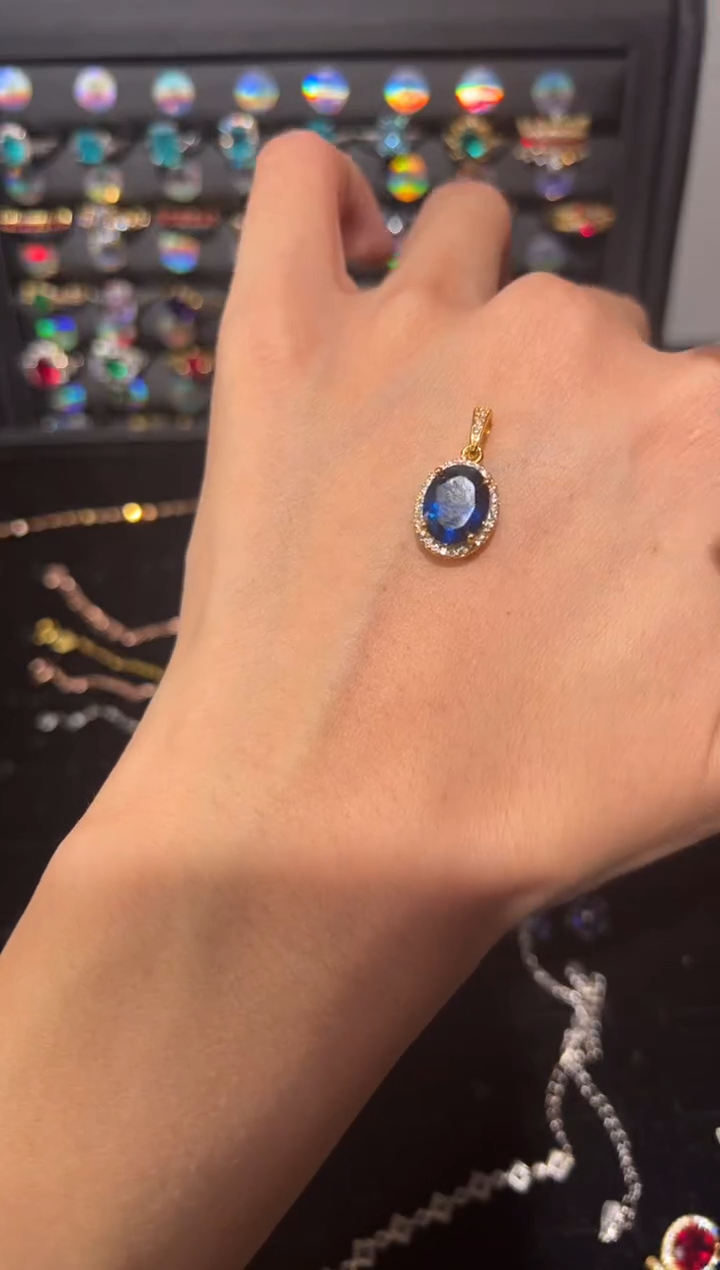 【闪购商品】蓝宝石吊坠(不含链)银S925镶嵌0000