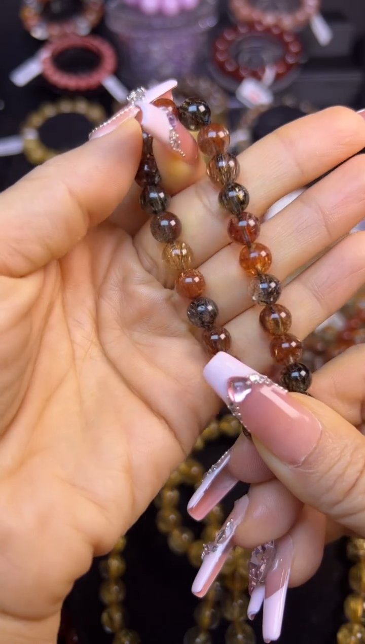 未镶嵌手串水晶黑金超7.8mm