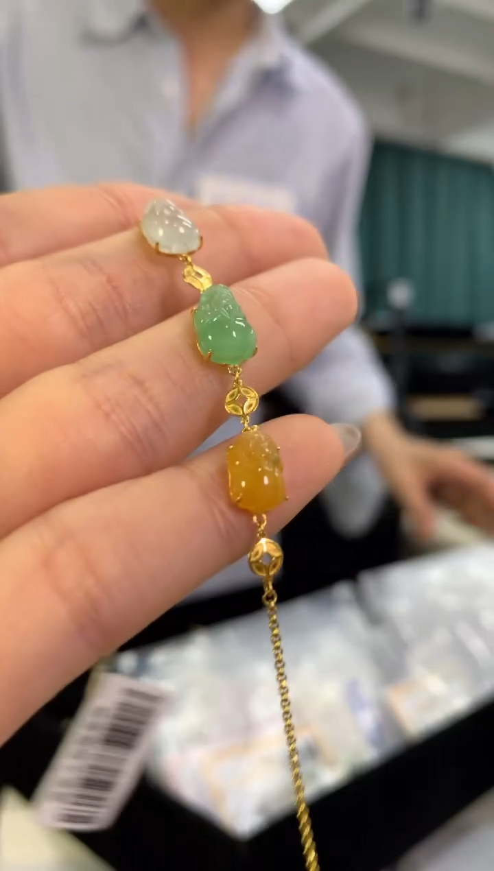 18K金镶嵌手链翡翠手链