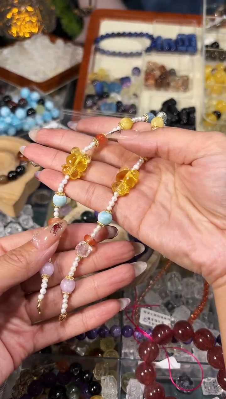 【闪购商品】水晶手链银S925镶嵌珍珠DIY小熊