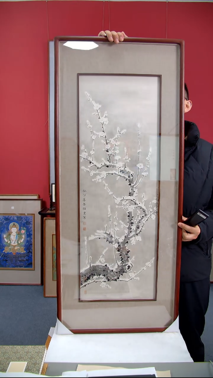 【闪购商品】国画保子铭《雪梅》装裱112*47