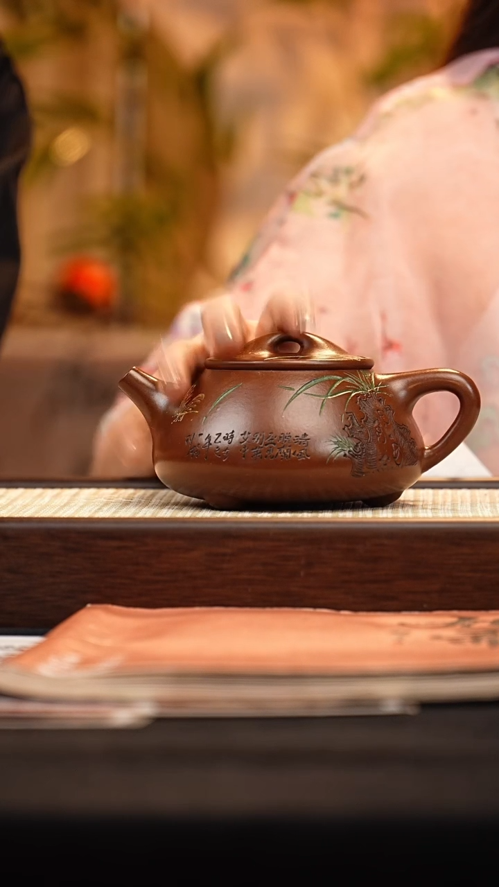 茶壶紫砂XZ景舟石瓢 紫玉金砂380cc