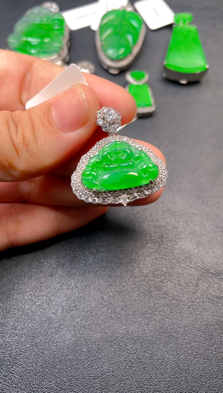 吊坠(不含链)银S925镶嵌翡翠dz1