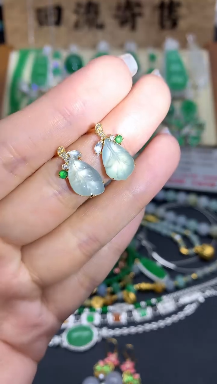 【闪购商品】翡翠耳饰18K金镶嵌161-中国好珍宝